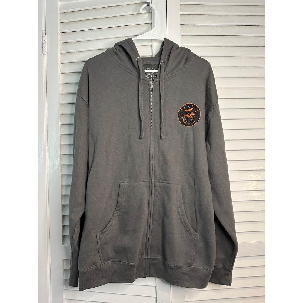 Zac Brown Band Size L Gray Skeleton with Guitar Graphic Full Zip Hoodie ZBB
